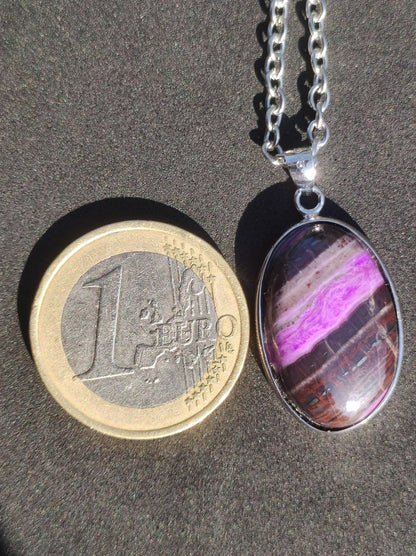 Sugilith / Sugilite inkl. 925 Silber Fassung lila Edelstein Kette Natur Heilstein Energie Rarität Mann Frau Er Sie Geschenk Edel hohwertig - Art of Nature Berlin