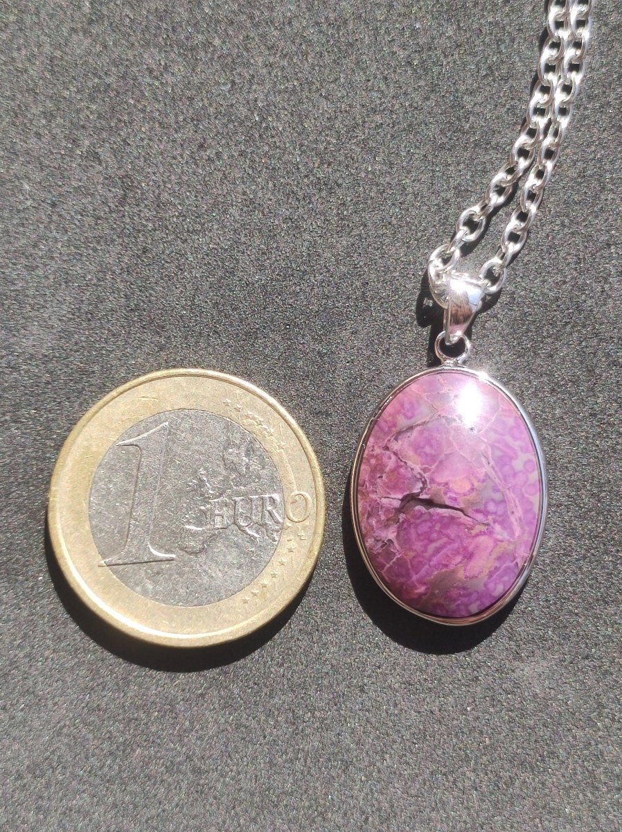 Sugilith / Sugilite inkl. 925 Silber Fassung lila Edelstein Kette Natur Heilstein Energie Rarität Mann Frau Er Sie Geschenk Edel hohwertig - Art of Nature Berlin