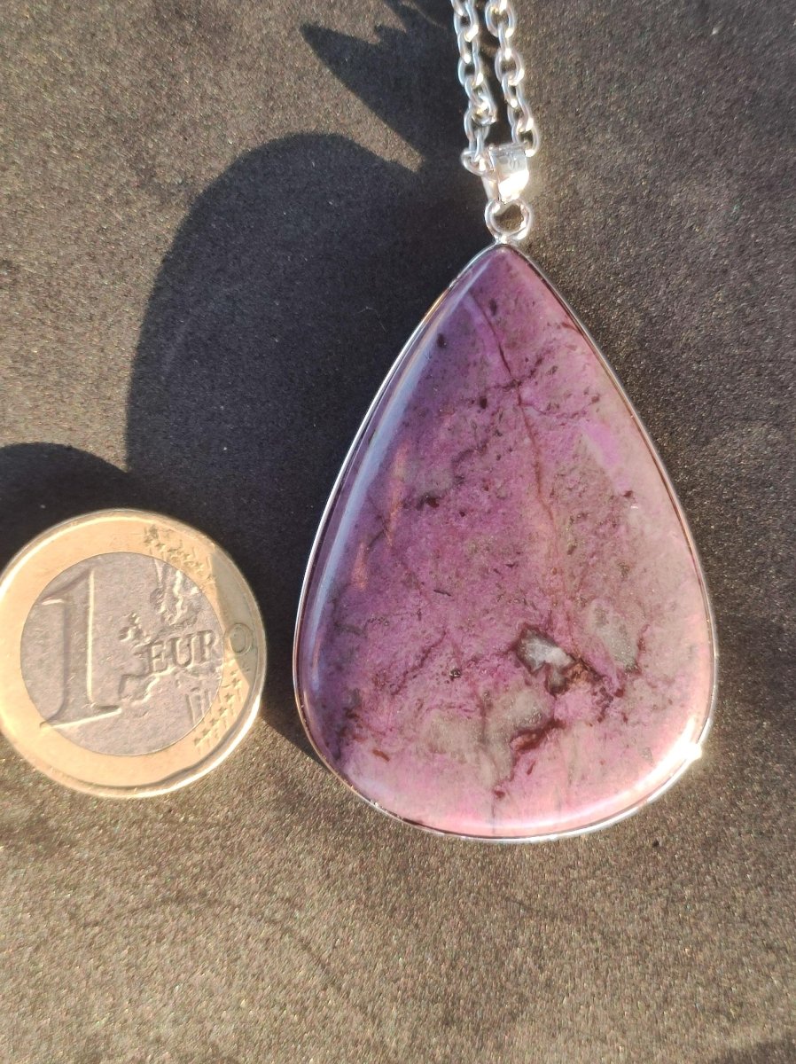 Sugilith / Sugilite inkl. 925 Silber Fassung lila Edelstein Kette Natur Heilstein Energie Rarität Mann Frau Er Sie Geschenk Edel hohwertig - Art of Nature Berlin