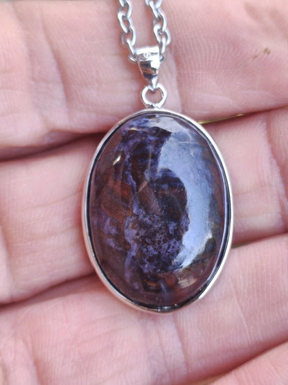 Sugilith / Sugilite inkl. 925 Silber Fassung lila Edelstein Kette Natur Heilstein Energie Rarität Mann Frau Er Sie Geschenk Edel hohwertig - Art of Nature Berlin