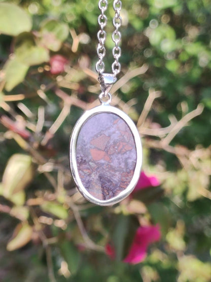 Sugilith / Sugilite inkl. 925 Silber Fassung lila Edelstein Kette Natur Heilstein Energie Rarität Mann Frau Er Sie Geschenk Edel hohwertig - Art of Nature Berlin