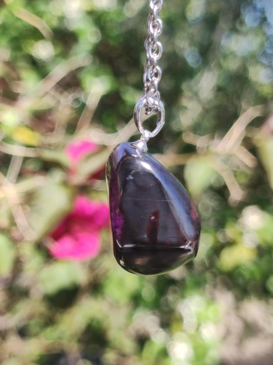 Sugilith / Sugilite inkl. 925 Silberöse lila Edelstein Kette HIPPIE Ethno Natur Heilstein Rarität Selten Flash Wow Sammler Investition Edel - Art of Nature Berlin