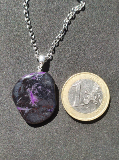 Sugilith / Sugilite inkl. 925 Silberöse lila Edelstein Kette HIPPIE Ethno Natur Heilstein Rarität Selten Flash Wow Sammler Investition Edel - Art of Nature Berlin