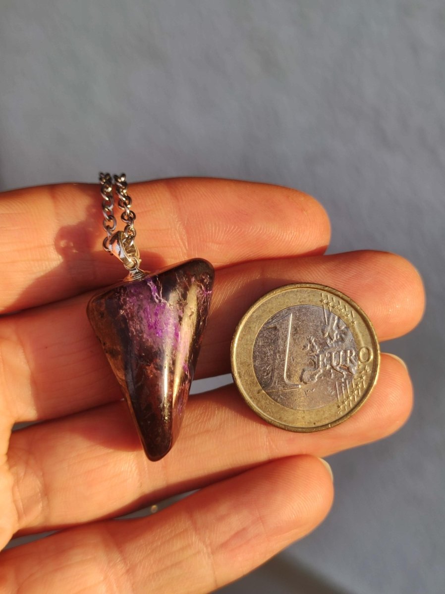 Sugilith / Sugilite inkl. 925 Silberöse lila Edelstein Kette HIPPIE Ethno Natur Heilstein Rarität Selten Flash Wow Sammler Investition Edel - Art of Nature Berlin