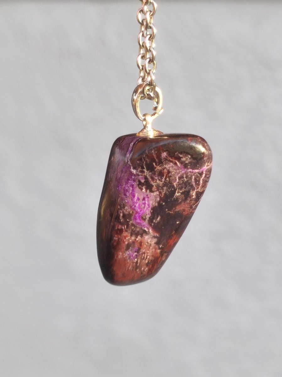 Sugilith / Sugilite inkl. 925 Silberöse lila Edelstein Kette HIPPIE Ethno Natur Heilstein Rarität Selten Flash Wow Sammler Investition Edel - Art of Nature Berlin