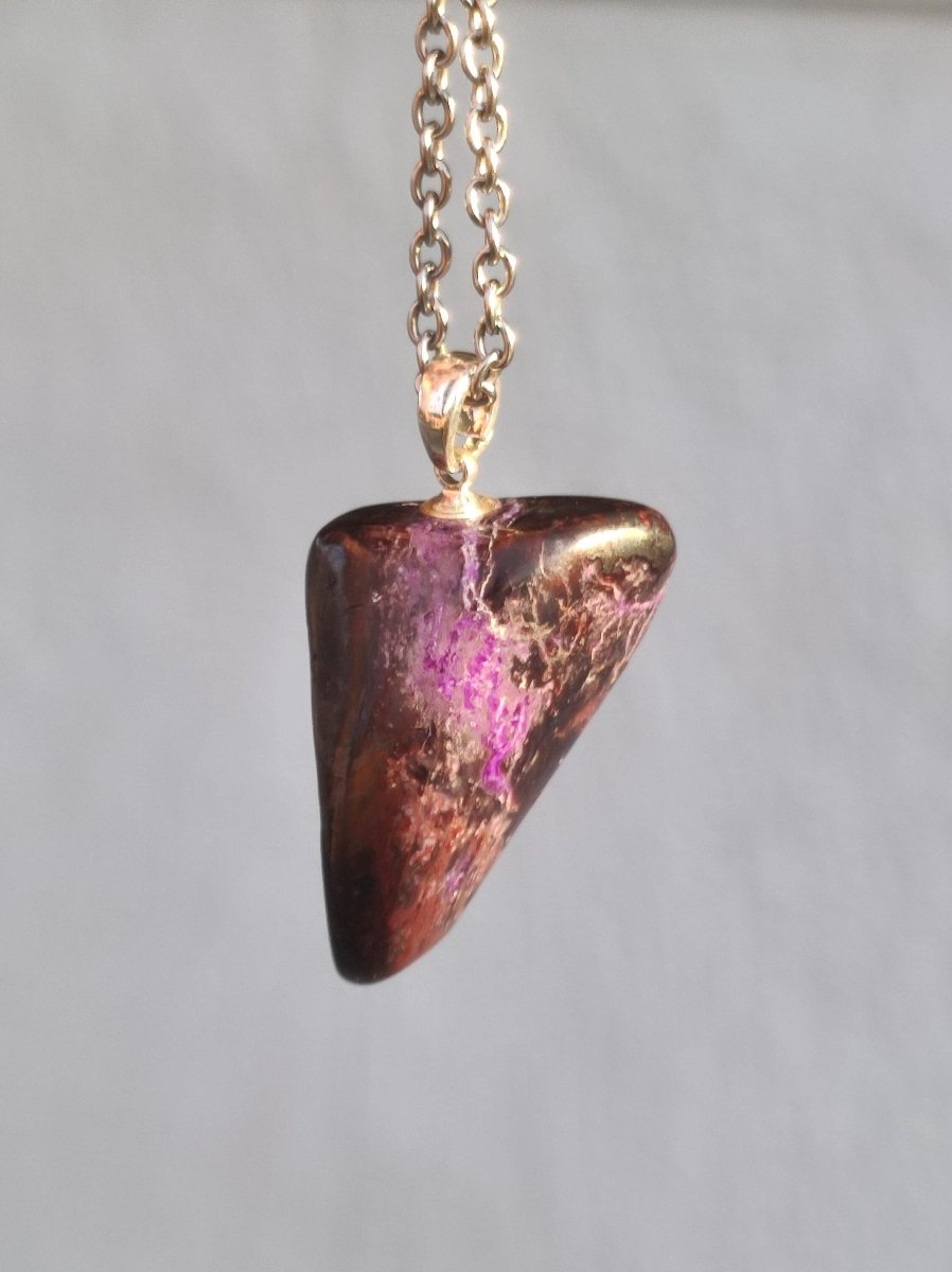 Sugilith / Sugilite inkl. 925 Silberöse lila Edelstein Kette HIPPIE Ethno Natur Heilstein Rarität Selten Flash Wow Sammler Investition Edel - Art of Nature Berlin