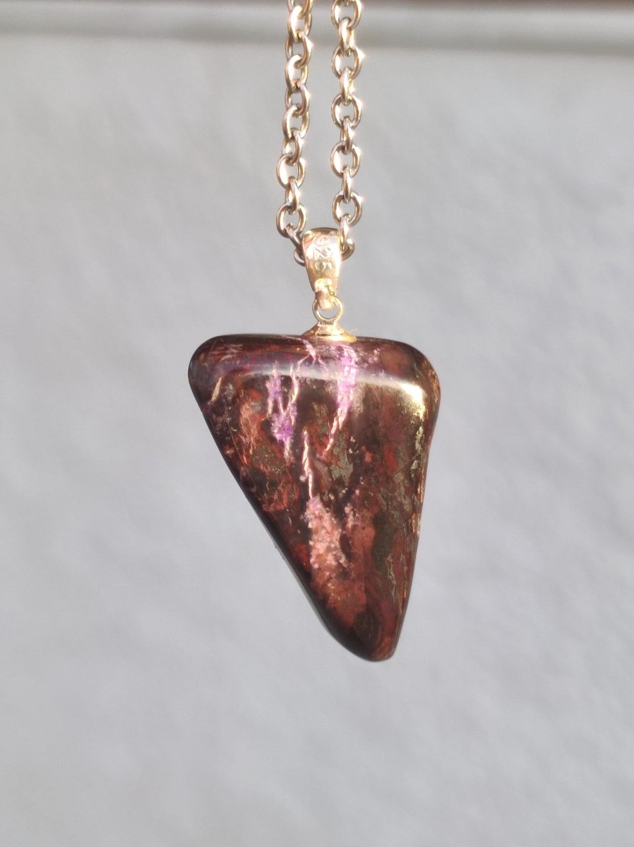 Sugilith / Sugilite inkl. 925 Silberöse lila Edelstein Kette HIPPIE Ethno Natur Heilstein Rarität Selten Flash Wow Sammler Investition Edel - Art of Nature Berlin