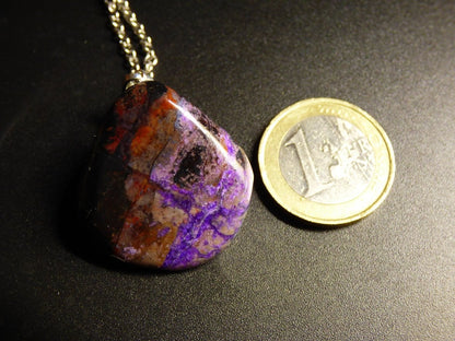 Sugilith / Sugilite inkl. 925 Silberöse lila Edelstein Kette HIPPIE Ethno Natur Heilstein Rarität Selten Flash Wow Sammler Investition Edel - Art of Nature Berlin