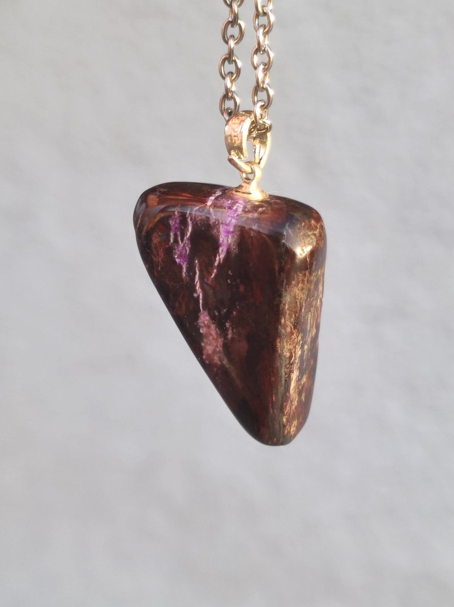 Sugilith / Sugilite inkl. 925 Silberöse lila Edelstein Kette HIPPIE Ethno Natur Heilstein Rarität Selten Flash Wow Sammler Investition Edel - Art of Nature Berlin