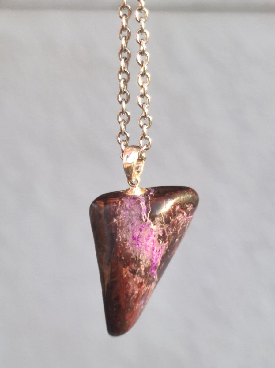 Sugilith / Sugilite inkl. 925 Silberöse lila Edelstein Kette HIPPIE Ethno Natur Heilstein Rarität Selten Flash Wow Sammler Investition Edel - Art of Nature Berlin