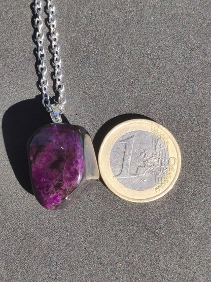 Sugilith / Sugilite inkl. 925 Silberöse lila Edelstein Kette HIPPIE Ethno Natur Heilstein Rarität Selten Flash Wow Sammler Investition Edel - Art of Nature Berlin