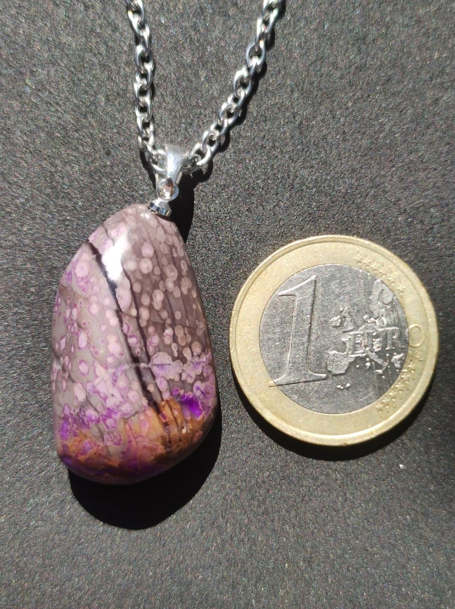 Sugilith / Sugilite inkl. 925 Silberöse lila Edelstein Kette HIPPIE Ethno Natur Heilstein Rarität Selten Flash Wow Sammler Investition Edel - Art of Nature Berlin