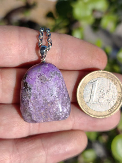 Sugilith / Sugilite Kette inkl. 925 Silberöse lila Edelstein Unikat Ethno Natur Heilstein Rarität Selten Flash Wow Sammler Investition Edel - Art of Nature Berlin