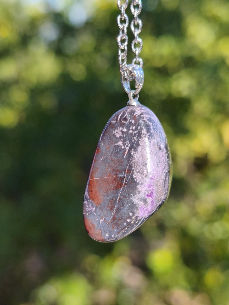 Sugilith / Sugilite Kette inkl. 925 Silberöse lila Edelstein Unikat Ethno Natur Heilstein Rarität Selten Flash Wow Sammler Investition Edel - Art of Nature Berlin