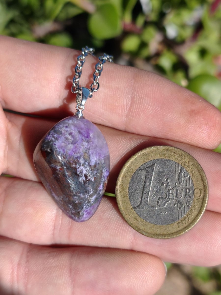 Sugilith / Sugilite Kette inkl. 925 Silberöse lila Edelstein Unikat Ethno Natur Heilstein Rarität Selten Flash Wow Sammler Investition Edel - Art of Nature Berlin