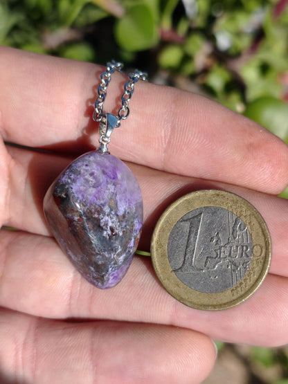 Sugilith / Sugilite Kette inkl. 925 Silberöse lila Edelstein Unikat Ethno Natur Heilstein Rarität Selten Flash Wow Sammler Investition Edel - Art of Nature Berlin