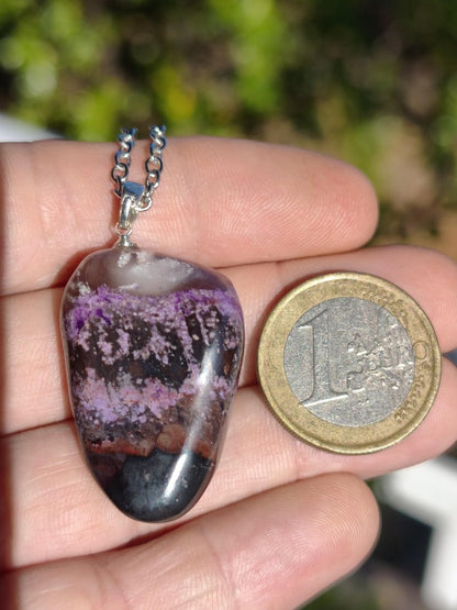 Sugilith / Sugilite Kette inkl. 925 Silberöse lila Edelstein Unikat Ethno Natur Heilstein Rarität Selten Flash Wow Sammler Investition Edel - Art of Nature Berlin