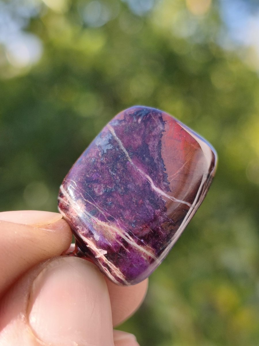 Sugilith / Sugilite Kette inkl. 925 Silberöse lila Edelstein Unikat Ethno Natur Heilstein Rarität Selten Flash Wow Sammler Investition Edel - Art of Nature Berlin