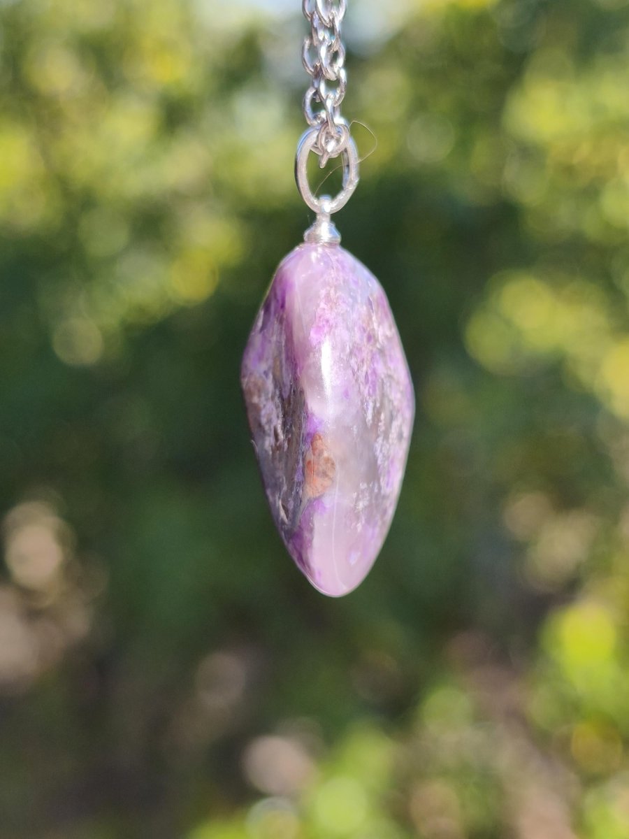 Sugilith / Sugilite Kette inkl. 925 Silberöse lila Edelstein Unikat Ethno Natur Heilstein Rarität Selten Flash Wow Sammler Investition Edel - Art of Nature Berlin