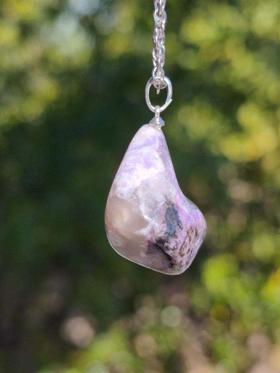 Sugilith / Sugilite Kette inkl. 925 Silberöse lila Edelstein Unikat Ethno Natur Heilstein Rarität Selten Flash Wow Sammler Investition Edel - Art of Nature Berlin
