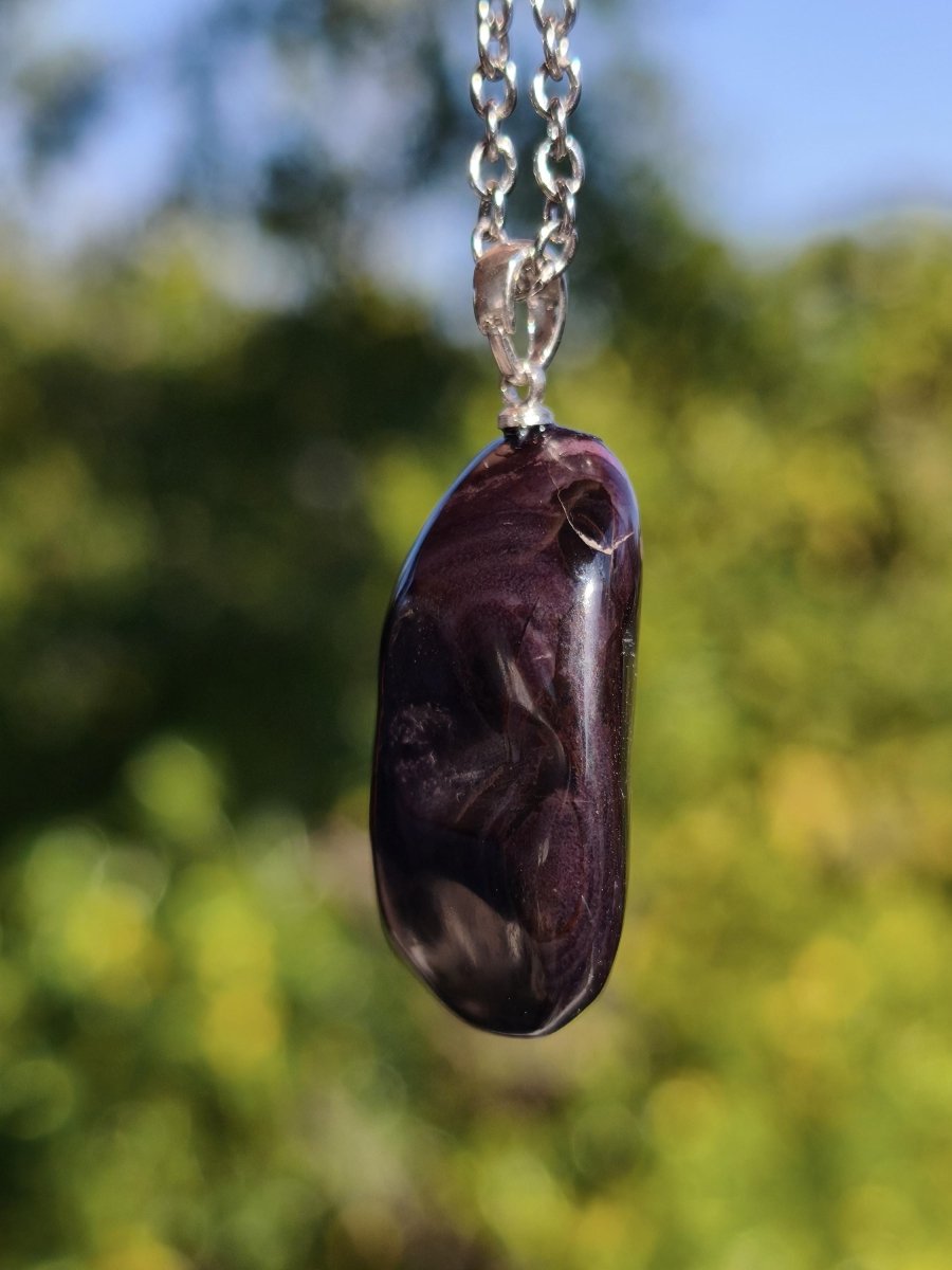 Sugilith / Sugilite Kette inkl. 925 Silberöse lila Edelstein Unikat Ethno Natur Heilstein Rarität Selten Flash Wow Sammler Investition Edel - Art of Nature Berlin