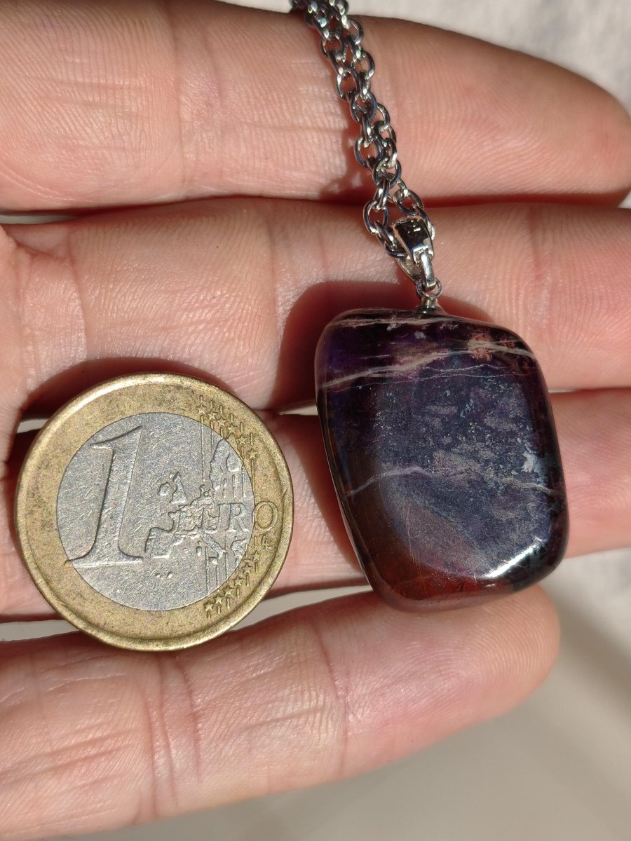 Sugilith / Sugilite Kette inkl. 925 Silberöse lila Edelstein Unikat Ethno Natur Heilstein Rarität Selten Flash Wow Sammler Investition Edel - Art of Nature Berlin