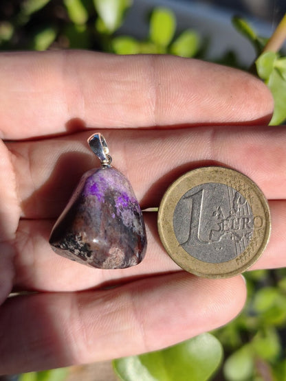 Sugilith / Sugilite Kette inkl. 925 Silberöse lila Edelstein Unikat Ethno Natur Heilstein Rarität Selten Flash Wow Sammler Investition Edel - Art of Nature Berlin