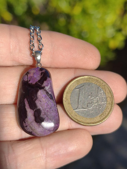 Sugilith / Sugilite Kette inkl. 925 Silberöse lila Edelstein Unikat Ethno Natur Heilstein Rarität Selten Flash Wow Sammler Investition Edel - Art of Nature Berlin