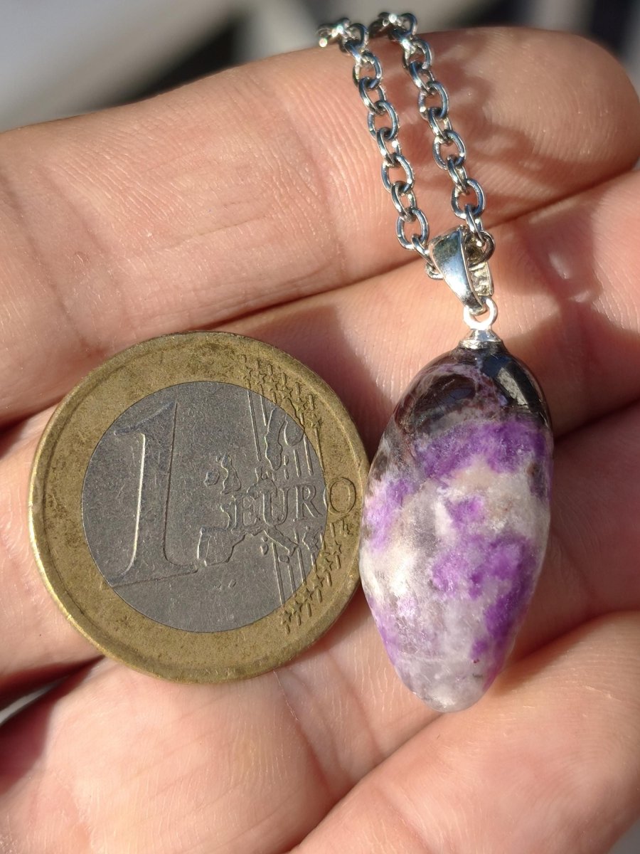 Sugilith / Sugilite Kette inkl. 925 Silberöse lila Edelstein Unikat Ethno Natur Heilstein Rarität Selten Flash Wow Sammler Investition Edel - Art of Nature Berlin