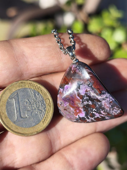 Sugilith / Sugilite Kette inkl. 925 Silberöse lila Edelstein Unikat Ethno Natur Heilstein Rarität Selten Flash Wow Sammler Investition Edel - Art of Nature Berlin