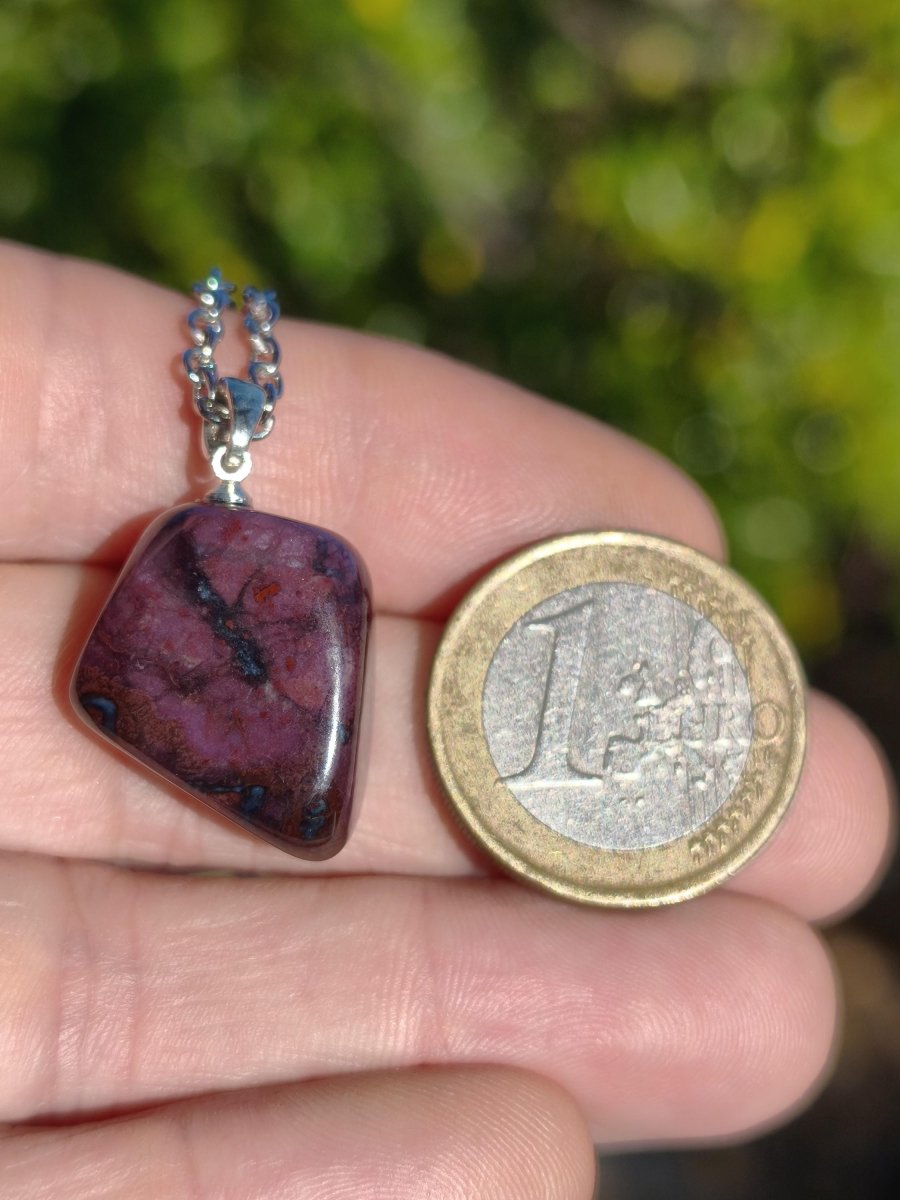 Sugilith / Sugilite Kette inkl. 925 Silberöse lila Edelstein Unikat Ethno Natur Heilstein Rarität Selten Flash Wow Sammler Investition Edel - Art of Nature Berlin