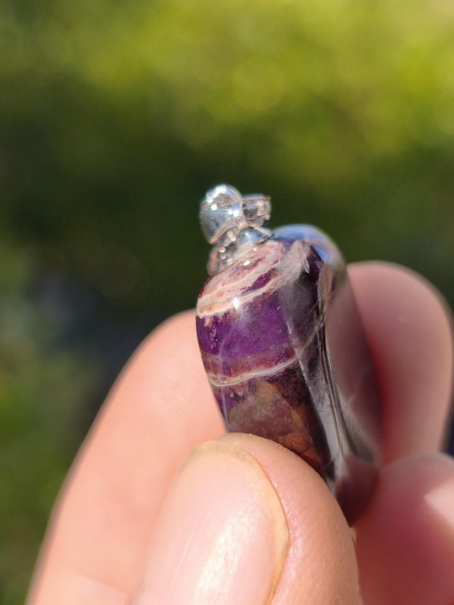 Sugilith / Sugilite Kette inkl. 925 Silberöse lila Edelstein Unikat Ethno Natur Heilstein Rarität Selten Flash Wow Sammler Investition Edel - Art of Nature Berlin