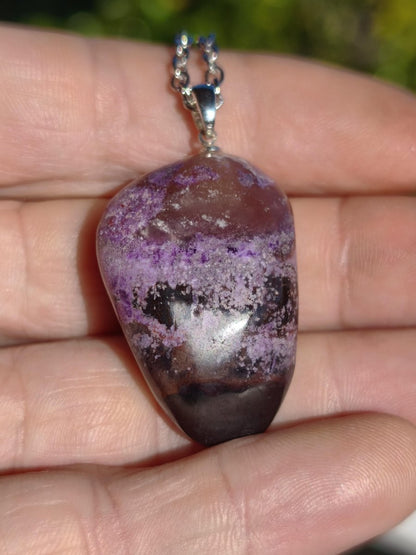 Sugilith / Sugilite Kette inkl. 925 Silberöse lila Edelstein Unikat Ethno Natur Heilstein Rarität Selten Flash Wow Sammler Investition Edel - Art of Nature Berlin