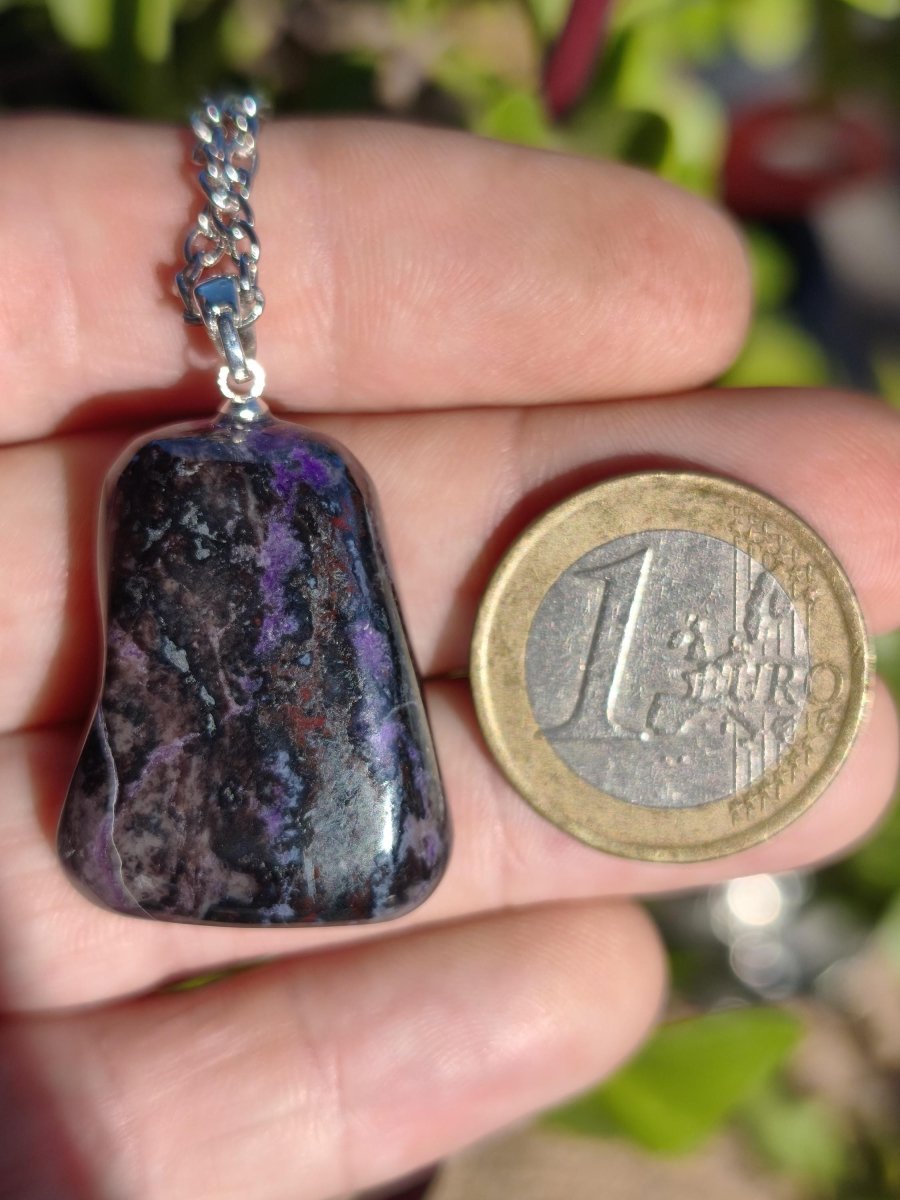 Sugilith / Sugilite Kette inkl. 925 Silberöse lila Edelstein Unikat Ethno Natur Heilstein Rarität Selten Flash Wow Sammler Investition Edel - Art of Nature Berlin
