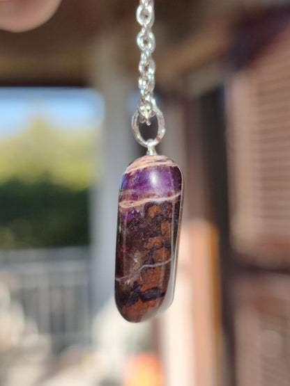 Sugilith / Sugilite Kette inkl. 925 Silberöse lila Edelstein Unikat Ethno Natur Heilstein Rarität Selten Flash Wow Sammler Investition Edel - Art of Nature Berlin