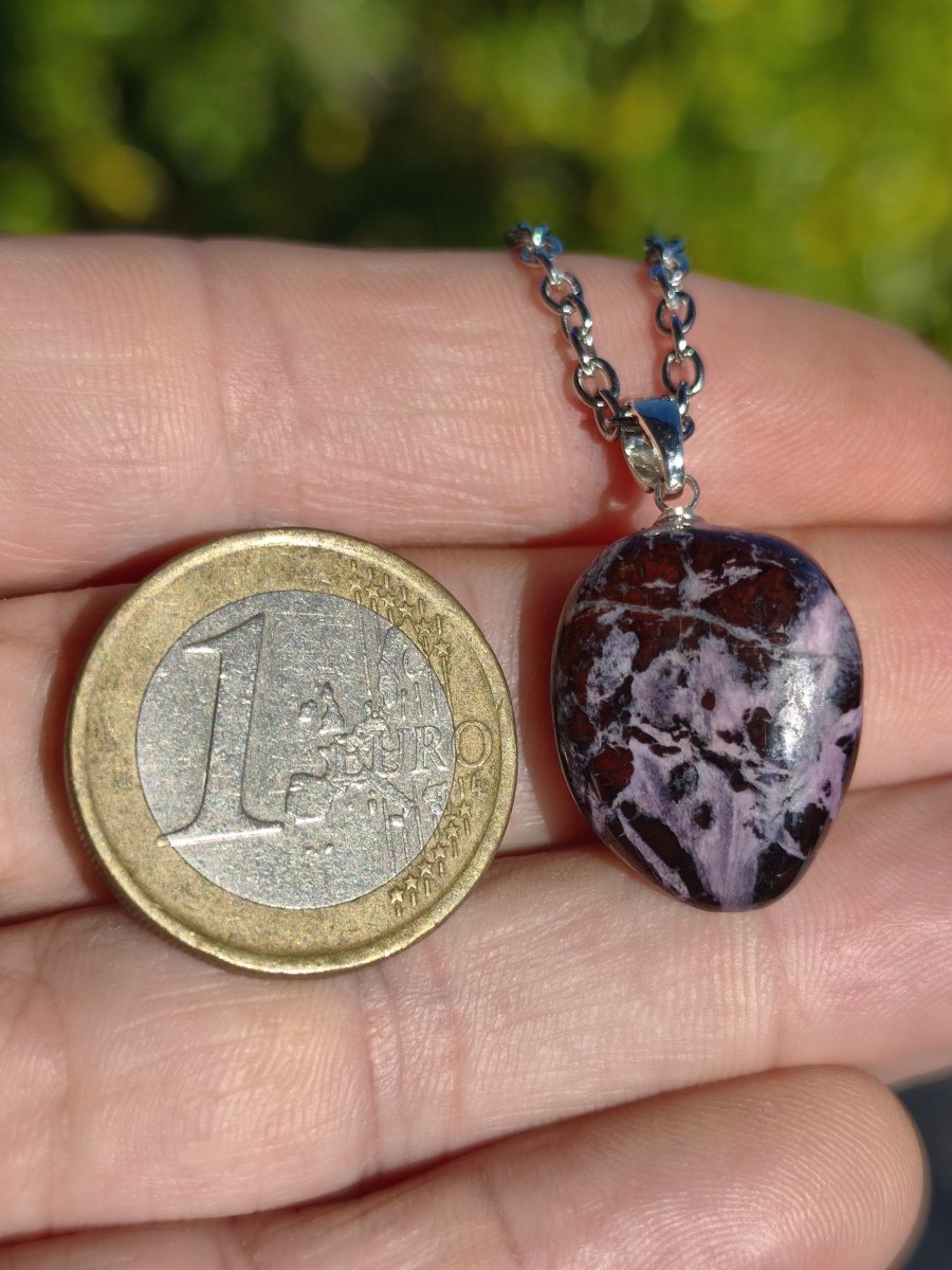 Sugilith / Sugilite Kette inkl. 925 Silberöse lila Edelstein Unikat Ethno Natur Heilstein Rarität Selten Flash Wow Sammler Investition Edel - Art of Nature Berlin