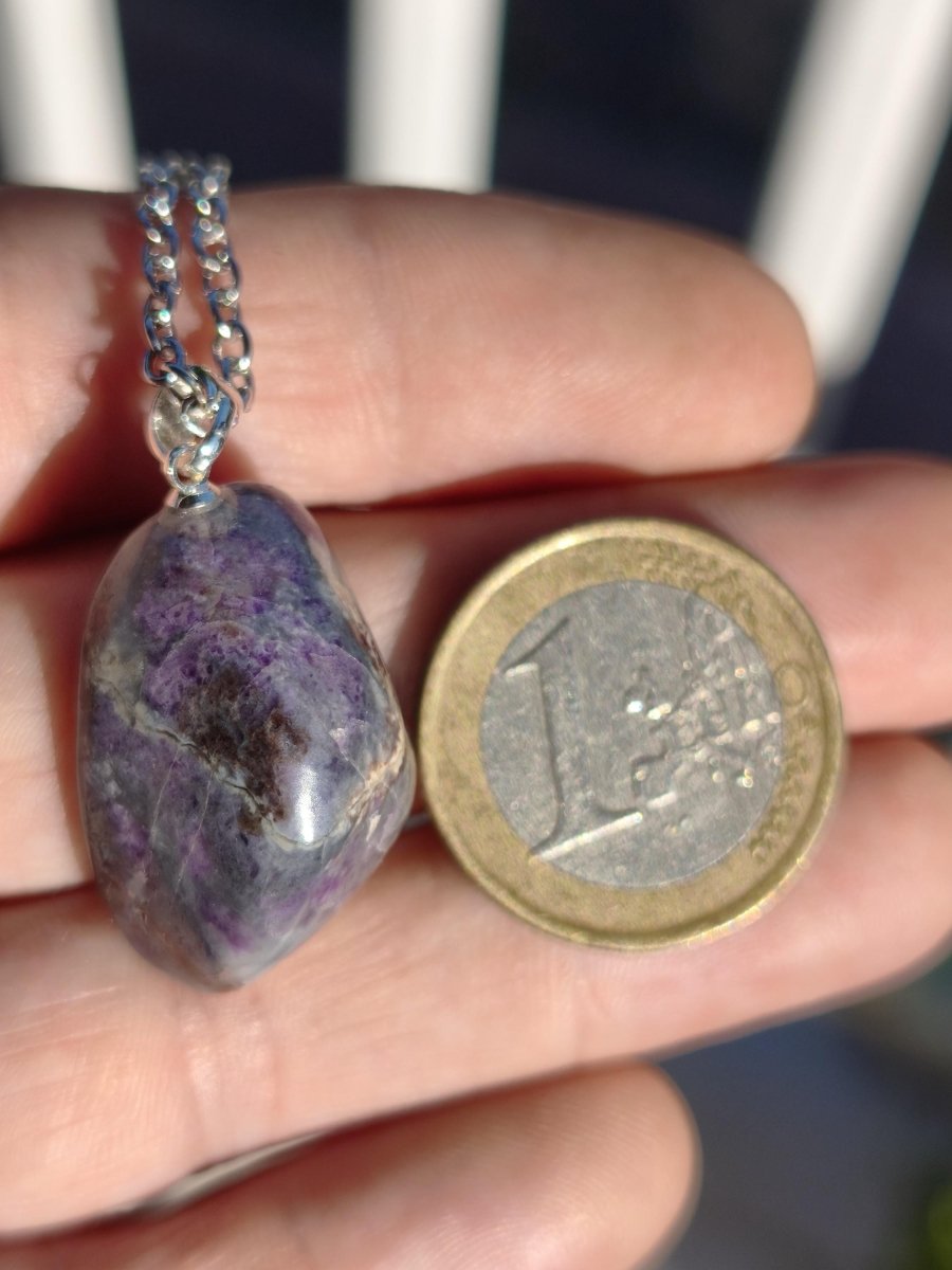 Sugilith / Sugilite Kette inkl. 925 Silberöse lila Edelstein Unikat Ethno Natur Heilstein Rarität Selten Flash Wow Sammler Investition Edel - Art of Nature Berlin