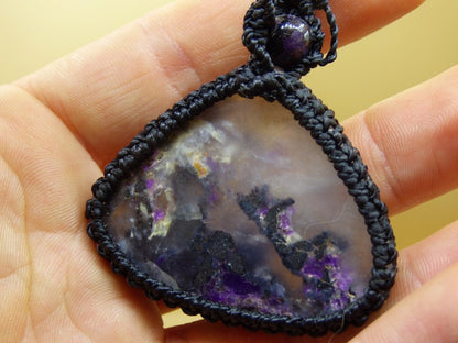 Sugilith / Sugilite ~ Makramee Edelstein Kette ~HIPPIE ~GOA ~Boho ~Ethno ~Nature ~Heilstein ~Flash ~Lila Violett - Art of Nature Berlin