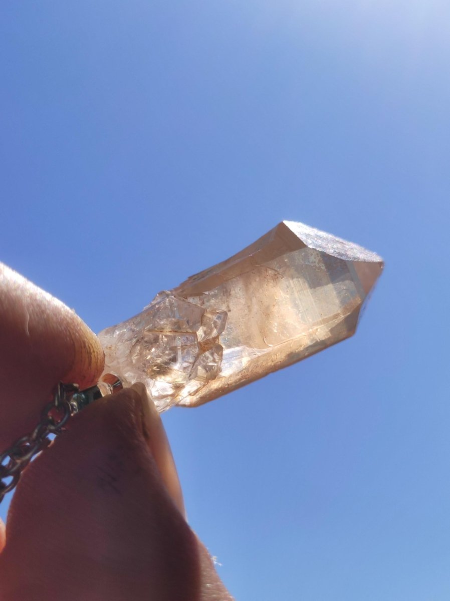 Tangerine Quarz roh *Rarität* ~ 925 Silber Edelstein Kette orange Anhänger Natur Heilstein Kristall Geschenk Mann Frau Mutter Er Sie Freund - Art of Nature Berlin