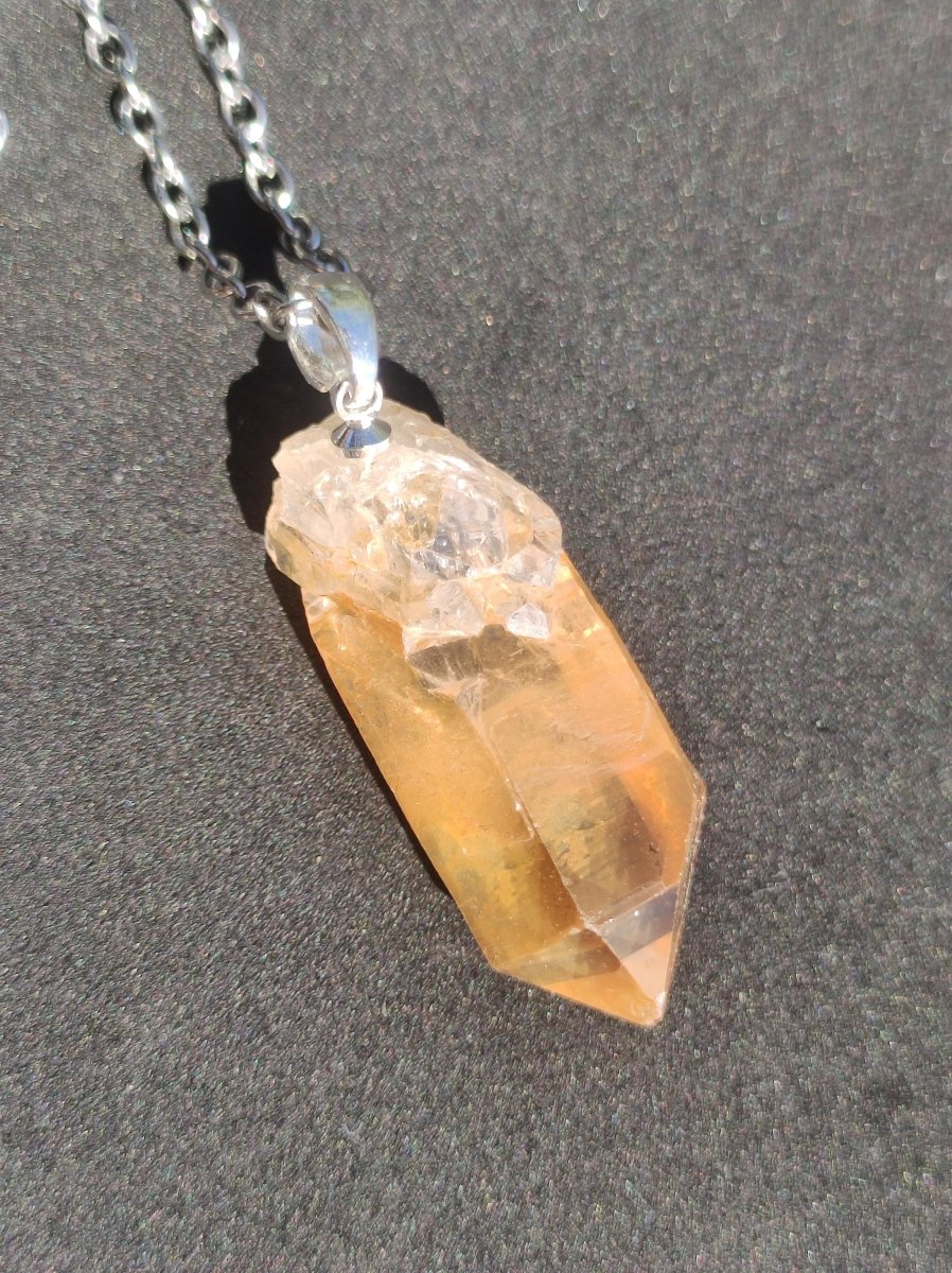 Tangerine Quarz roh *Rarität* ~ 925 Silber Edelstein Kette orange Anhänger Natur Heilstein Kristall Geschenk Mann Frau Mutter Er Sie Freund - Art of Nature Berlin