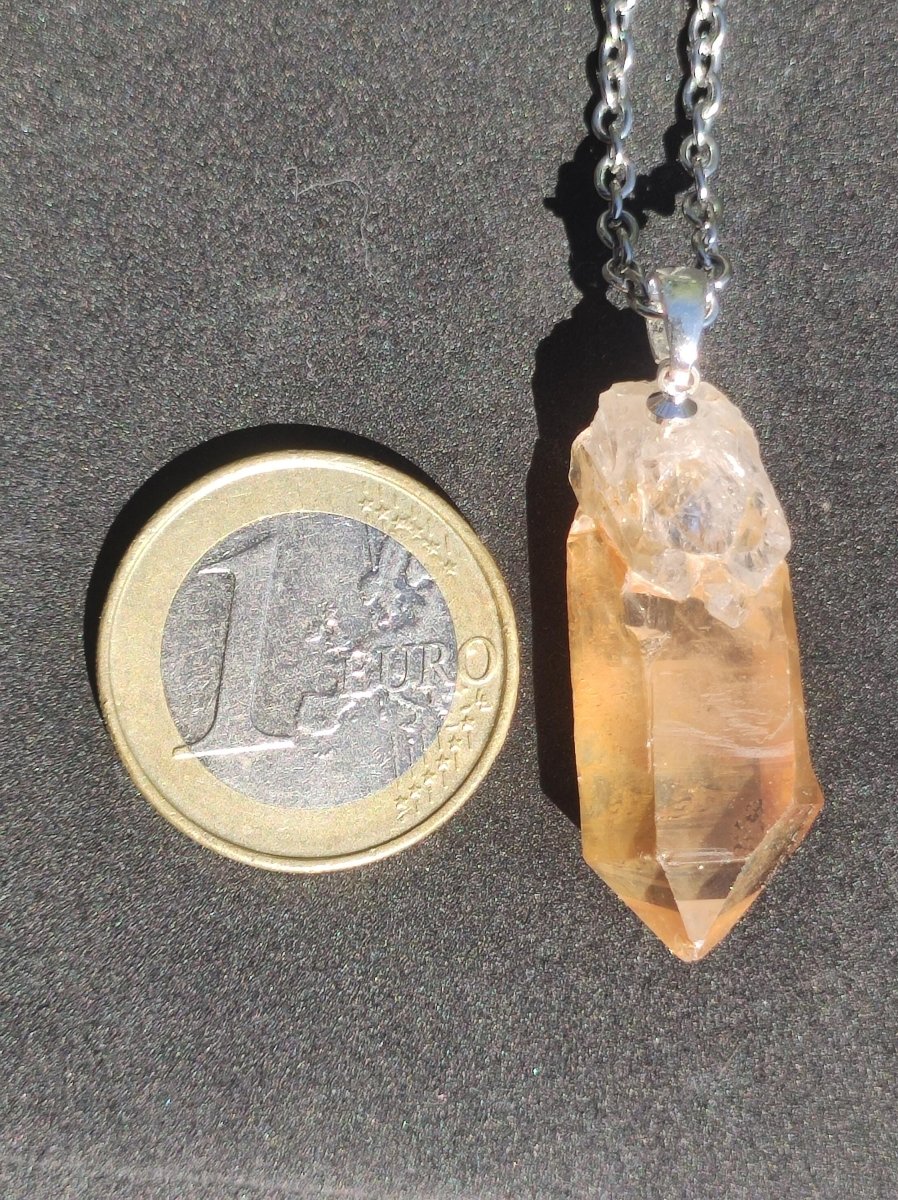 Tangerine Quarz roh *Rarität* ~ 925 Silber Edelstein Kette orange Anhänger Natur Heilstein Kristall Geschenk Mann Frau Mutter Er Sie Freund - Art of Nature Berlin