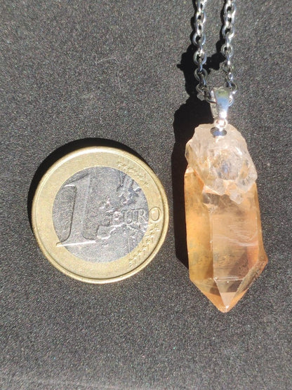 Tangerine Quarz roh *Rarität* ~ 925 Silber Edelstein Kette orange Anhänger Natur Heilstein Kristall Geschenk Mann Frau Mutter Er Sie Freund - Art of Nature Berlin