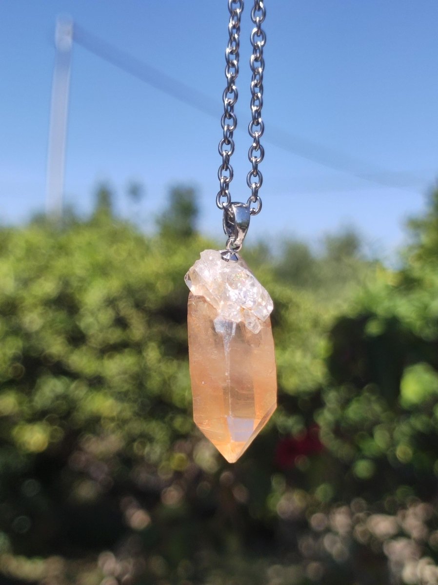 Tangerine Quarz roh *Rarität* ~ 925 Silber Edelstein Kette orange Anhänger Natur Heilstein Kristall Geschenk Mann Frau Mutter Er Sie Freund - Art of Nature Berlin