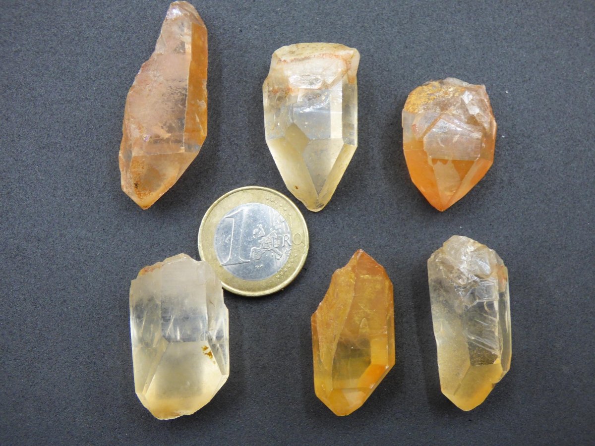 Tangerine Quarz SET - Spitzen Sammler Stufen Rarität Edelstein Deko Kristall Heilstein Mineral Energie Natur Meditation HIPPIE Makramee - Art of Nature Berlin