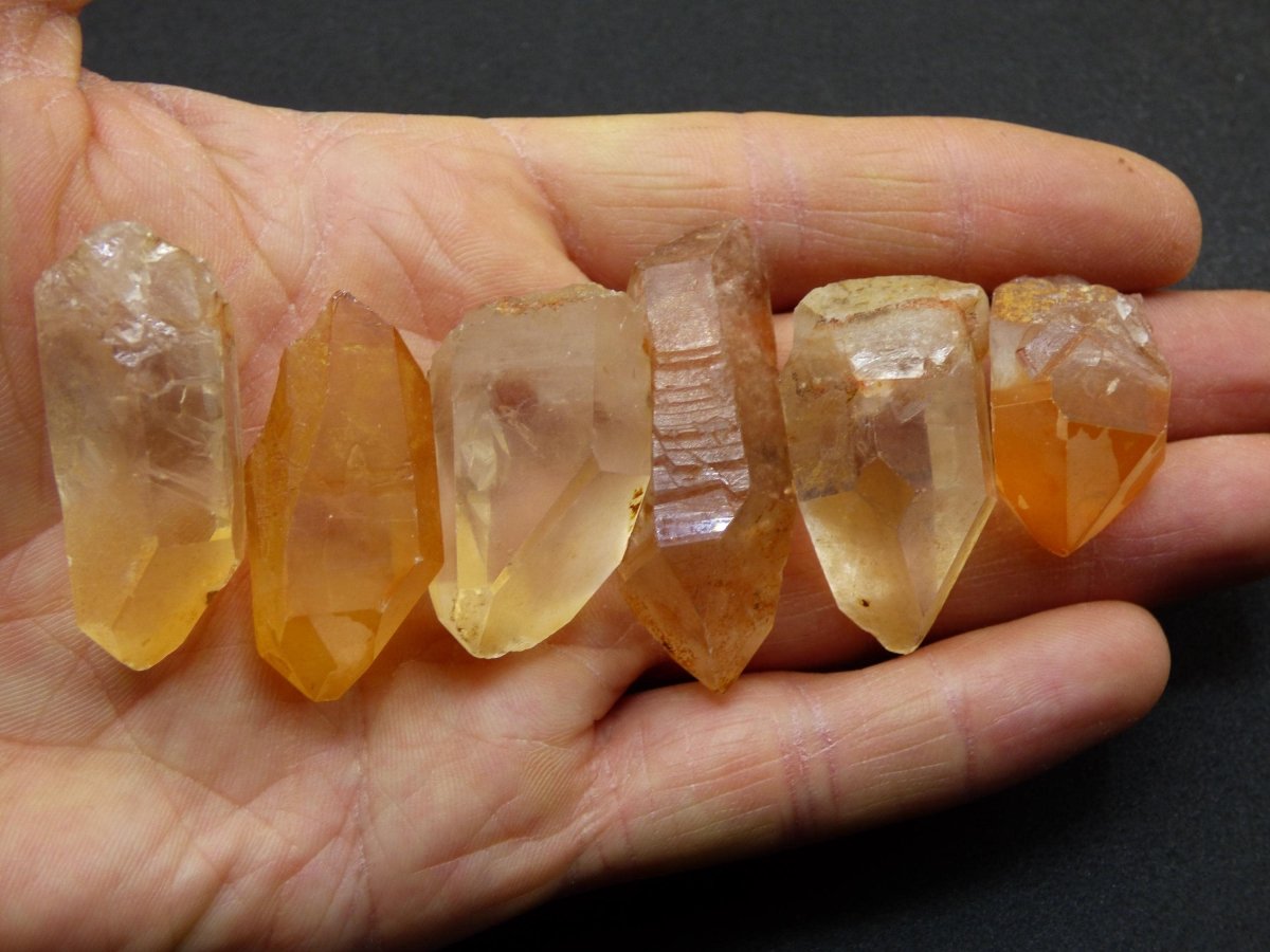 Tangerine Quarz SET - Spitzen Sammler Stufen Rarität Edelstein Deko Kristall Heilstein Mineral Energie Natur Meditation HIPPIE Makramee - Art of Nature Berlin