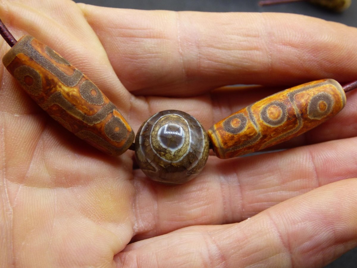 Tibet Achat Auge Kette ~ Edelstein Perlen Tribal Goa Aztek Hippie Ethno Boho Sohn Er Bruder Geschenk Natur braun Geschenk Horus Illuminati - Art of Nature Berlin