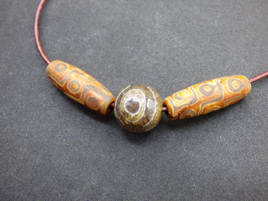 Tibet Achat Auge Kette ~ Edelstein Perlen Tribal Goa Aztek Hippie Ethno Boho Sohn Er Bruder Geschenk Natur braun Geschenk Horus Illuminati - Art of Nature Berlin