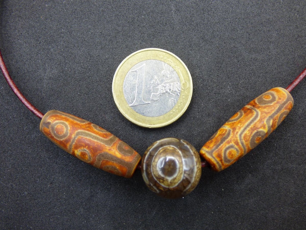 Tibet Achat Auge Kette ~ Edelstein Perlen Tribal Goa Aztek Hippie Ethno Boho Sohn Er Bruder Geschenk Natur braun Geschenk Horus Illuminati - Art of Nature Berlin