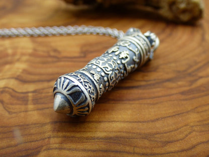 Tibetische Anhänger Kette Box 990 Sterling Silber Buddhism Gebet Mantra Urne Medaillon Goa Hippie Vintage Ethno Talisman Meditation OM Antik - Art of Nature Berlin