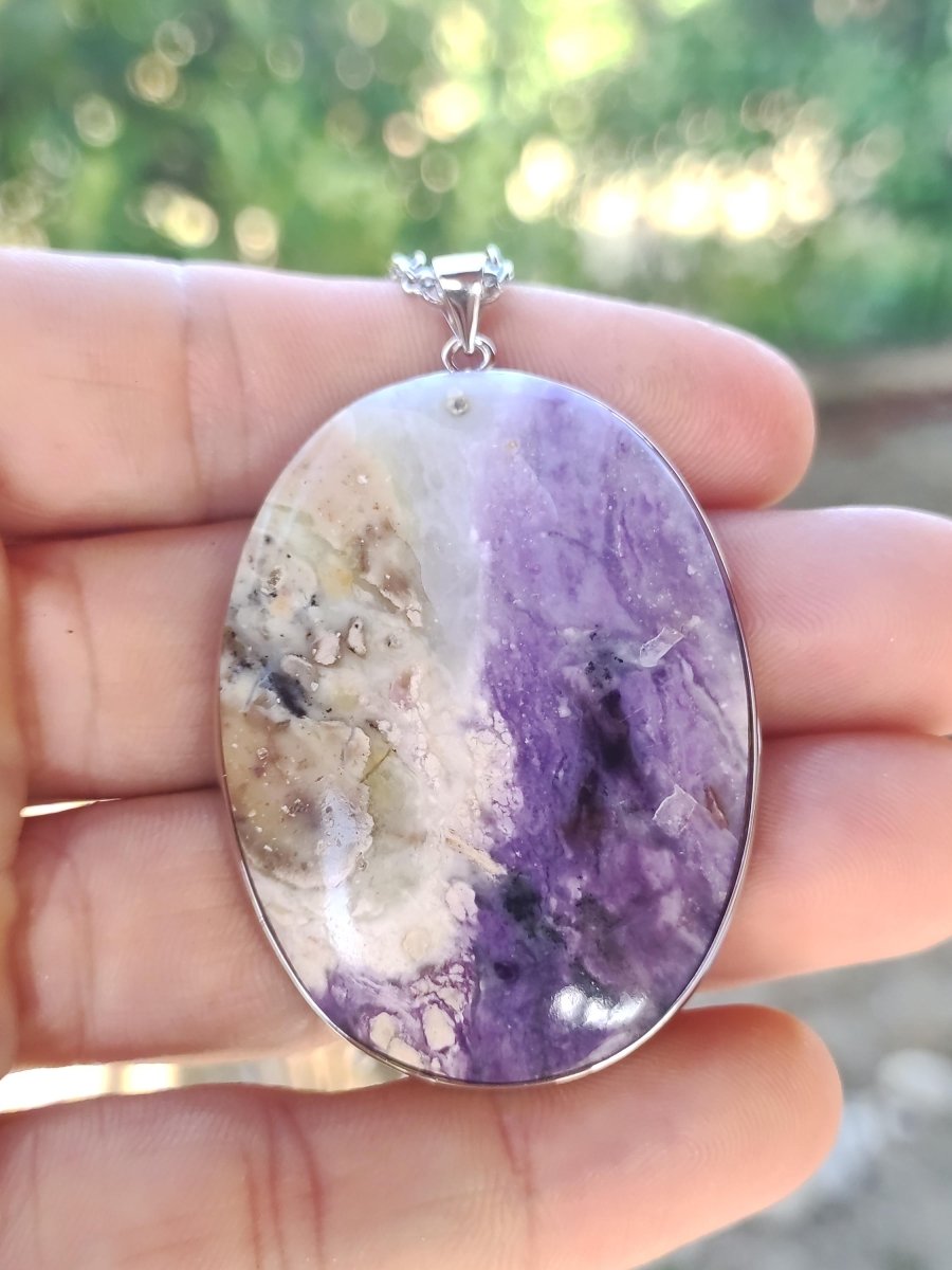 Tiffany Opal / Fluorit Opal AAA - 925 Sterling Silber Edelstein Kette Natur blau Schutz Rarität Heilstein Kristall Mann Frau Er Sie Geschenk - Art of Nature Berlin